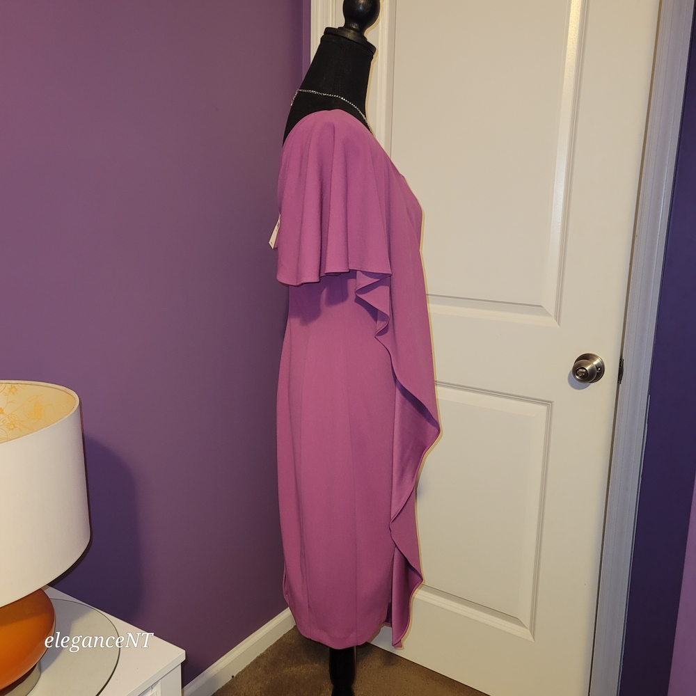 Lane Bryant Magenta Square-Neck Dress with Cascade Ruffle Sz: 10/12 NWT - Picture 3 of 8